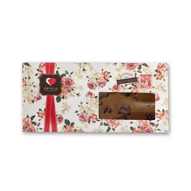 Tablete de Chocolate de Leite com Violeta Cristalizada