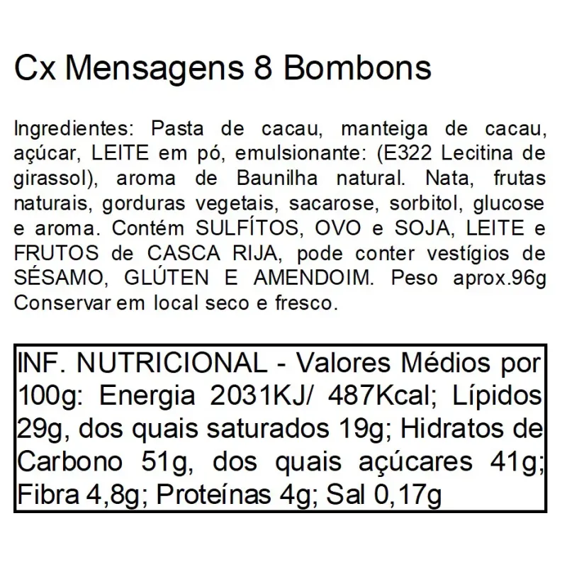Caixa Mensagem 8 Bombons